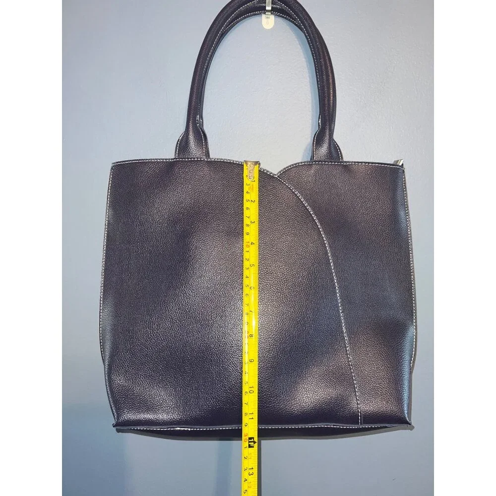 Mellow World Navy Blue/Purple Vegan‎ Leather Tote Purse W Multi Colored Tassels
